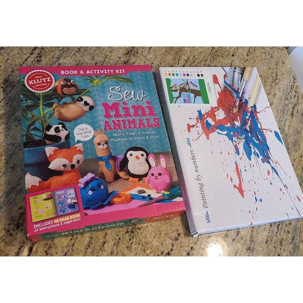 New! Klutz Sew Mini Animals Kit - Kids 10+  Felt Girls & Paint by Number Magic